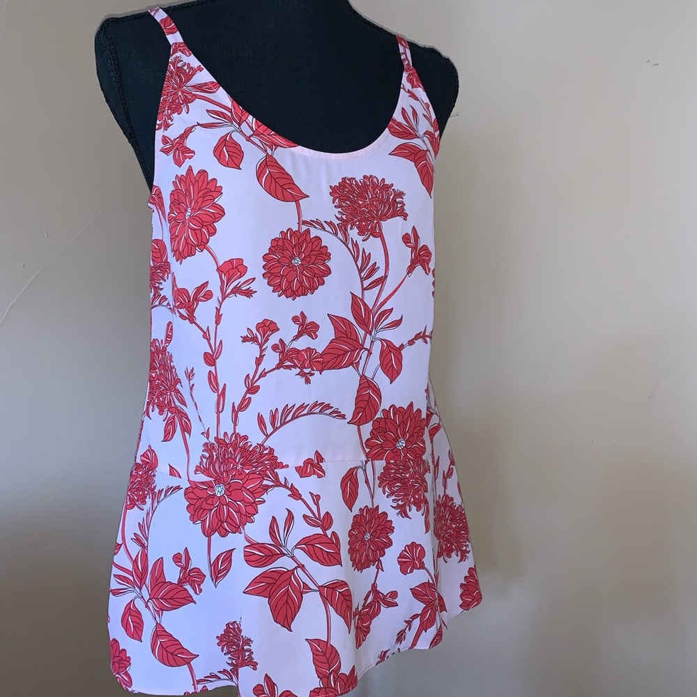 CAbi Adore Cami Floral Top Cranberry Crush XS